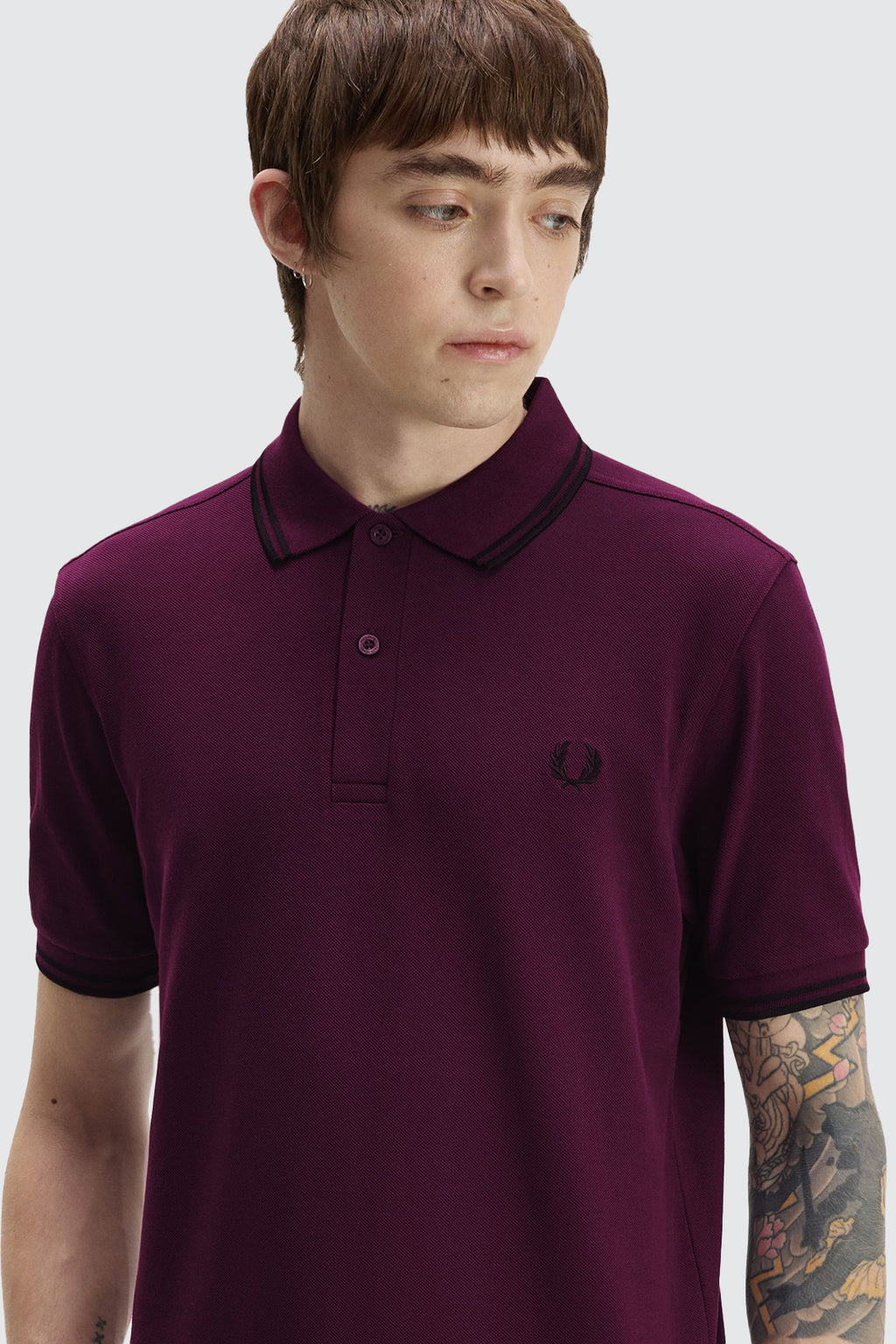 Fred Perry Twin Tipped Polo Plum/Black/Black