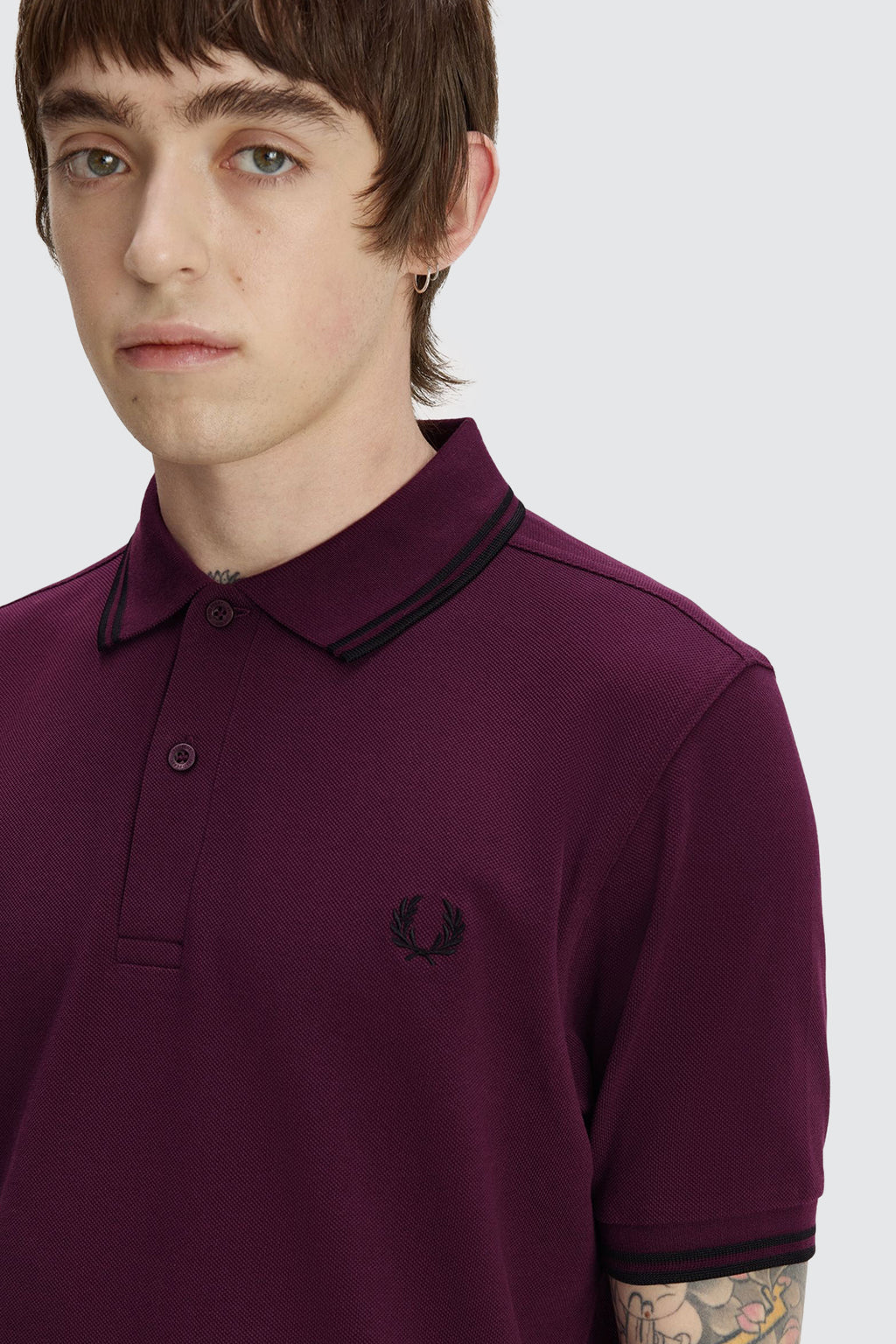 Fred Perry Twin Tipped Polo Plum/Black/Black