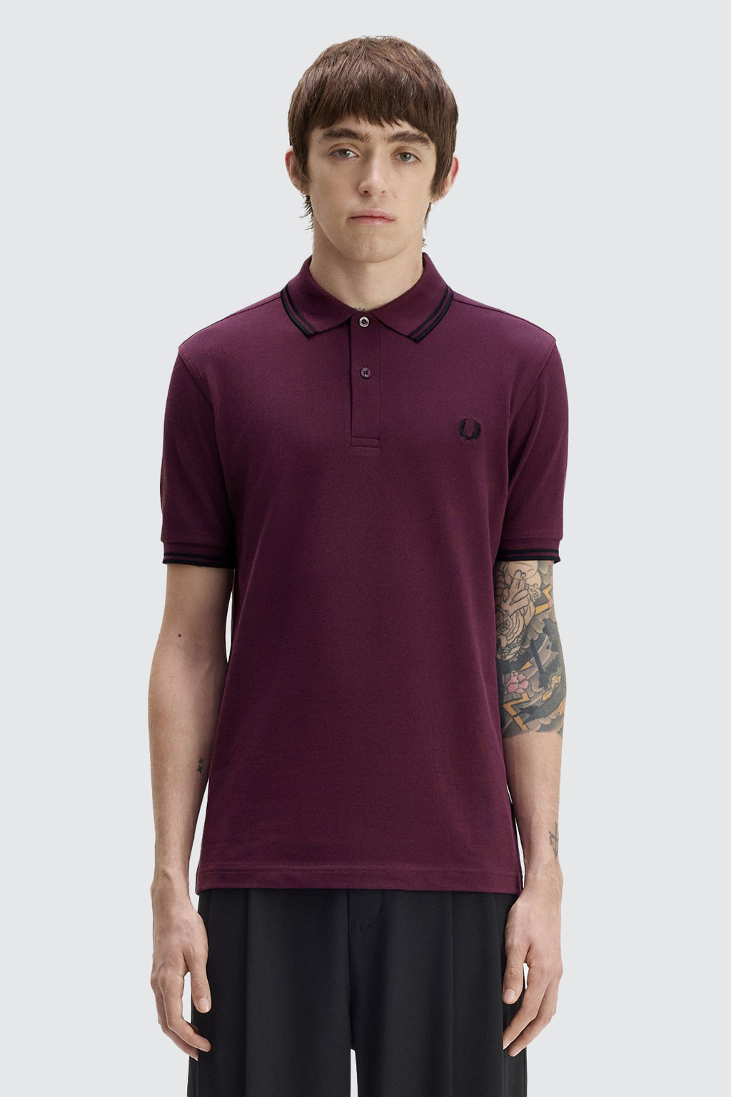 Fred Perry Twin Tipped Polo Plum/Black/Black