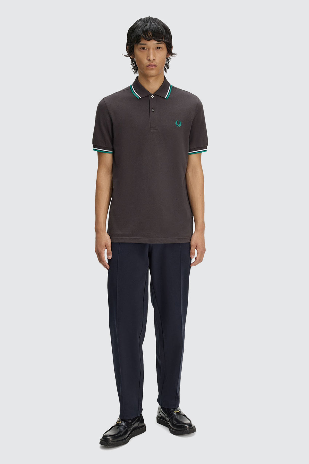 Fred Perry Twin Tipped Polo Anchor Grey/Light Ice/Sport Green