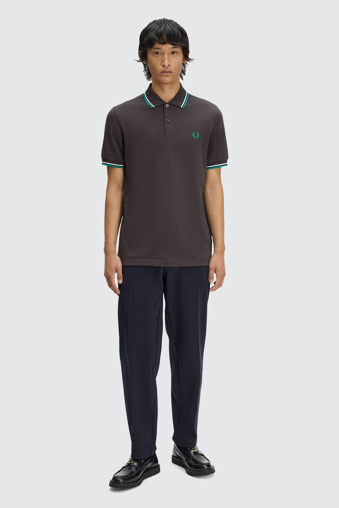 Fred Perry Twin Tipped Polo Anchor Grey/Light Ice/Sport Green
