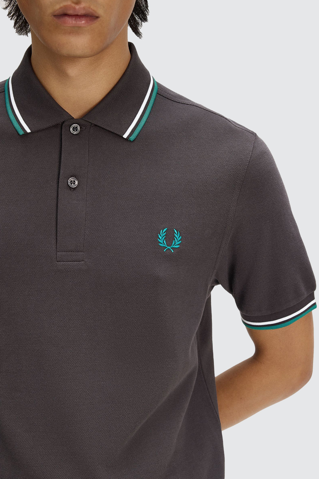 Fred Perry Twin Tipped Polo Anchor Grey/Light Ice/Sport Green