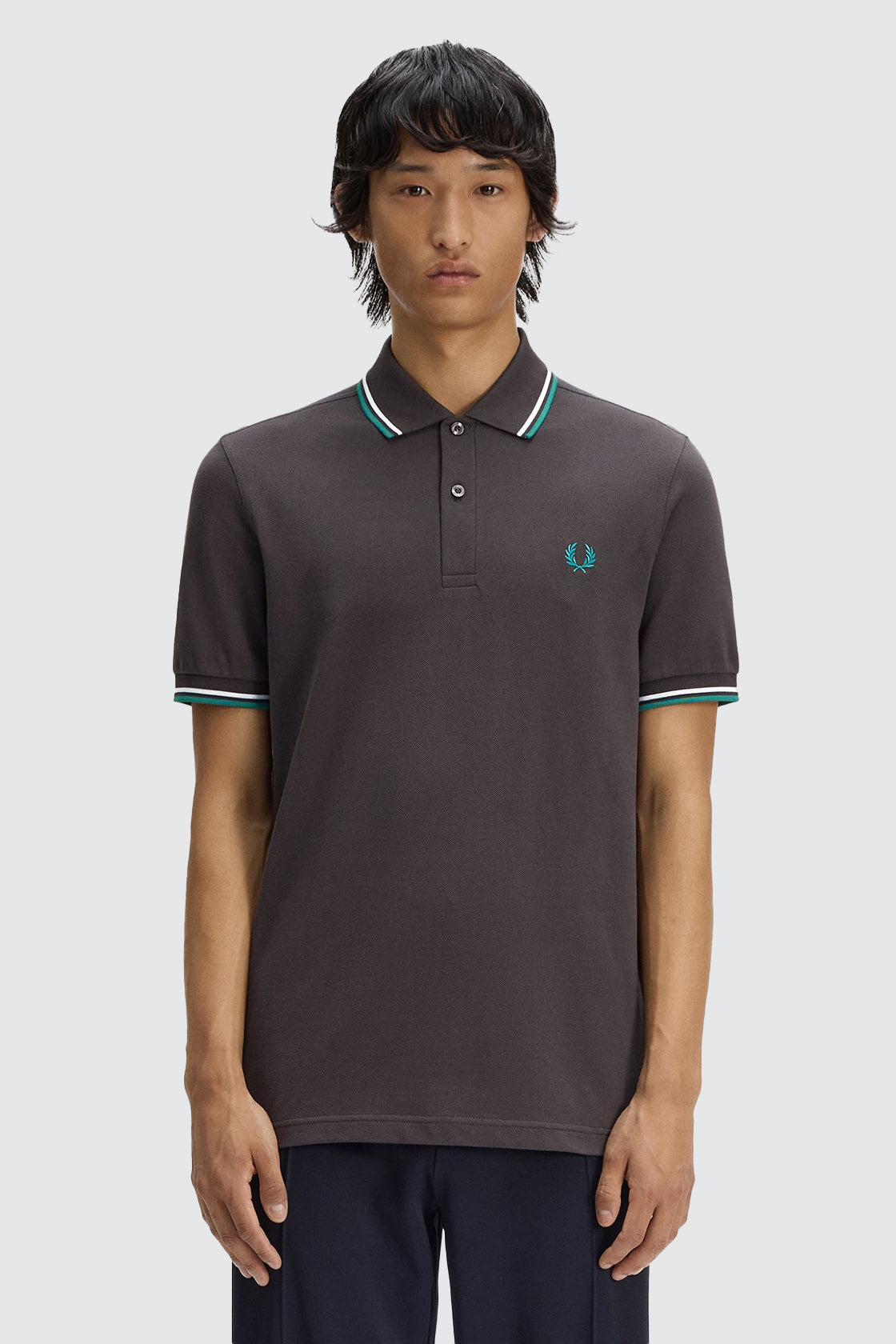 Fred Perry Twin Tipped Polo Anchor Grey/Light Ice/Sport Green