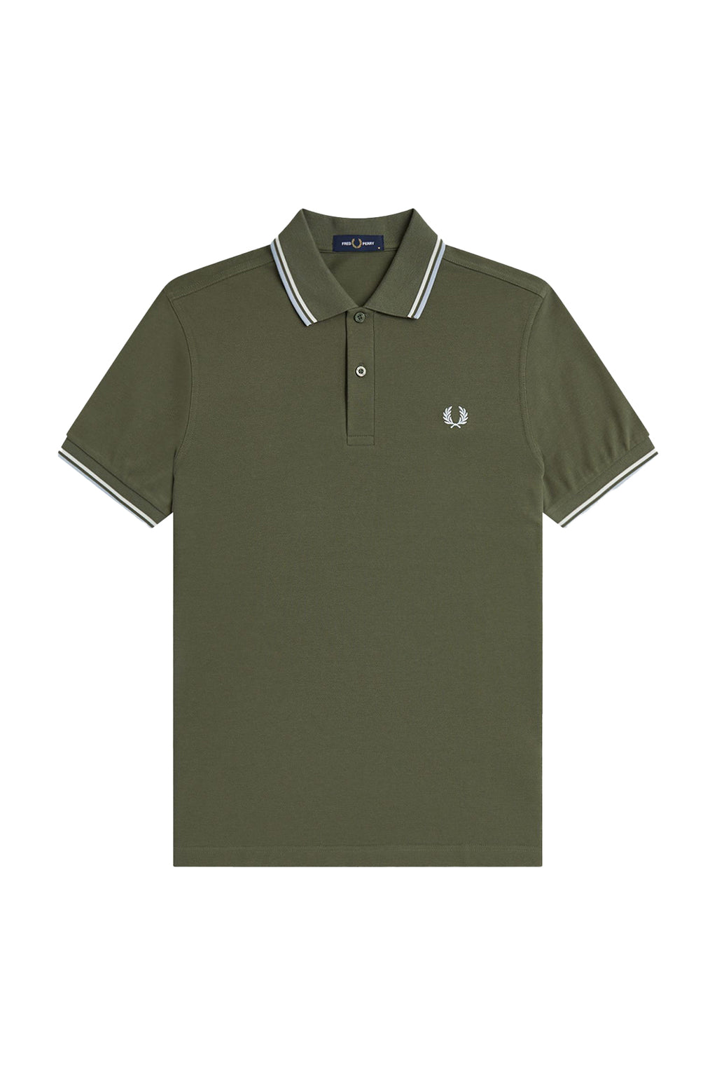 Fred Perry Twin Tipped Polo Laurel Wreath Green/Ecru/Dusky Blue