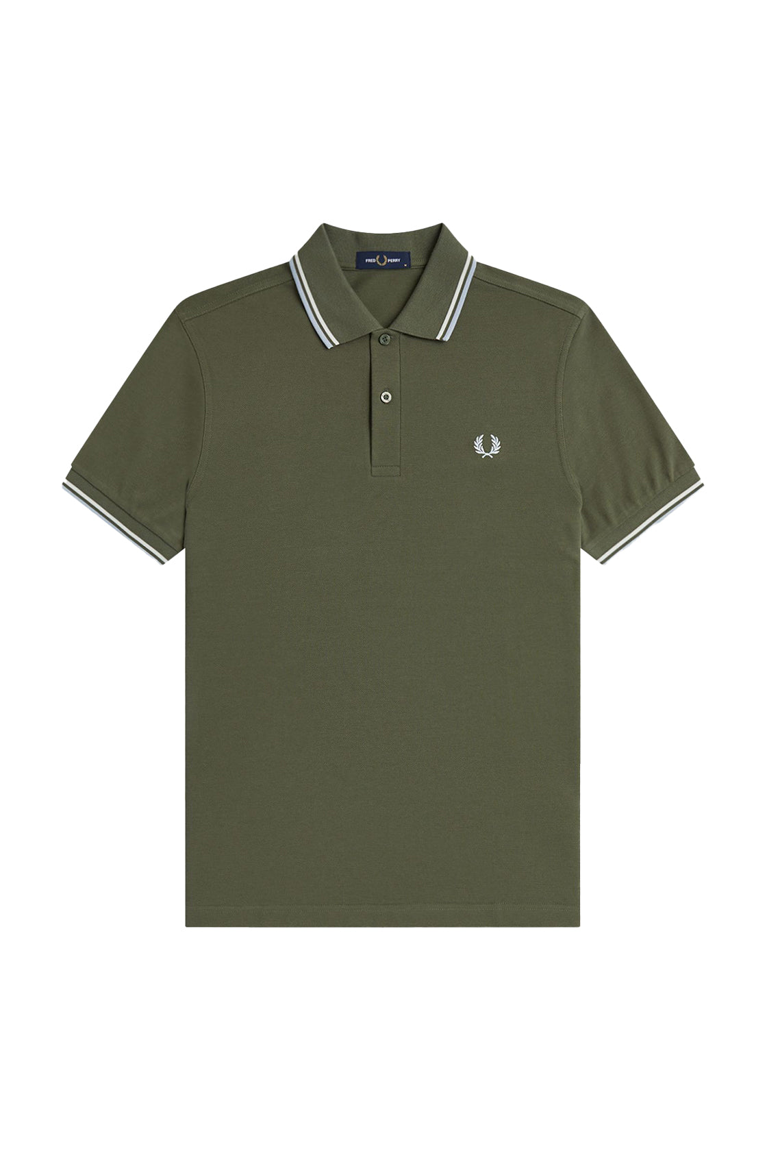 Fred Perry Twin Tipped Polo Laurel Wreath Green/Ecru/Dusky Blue