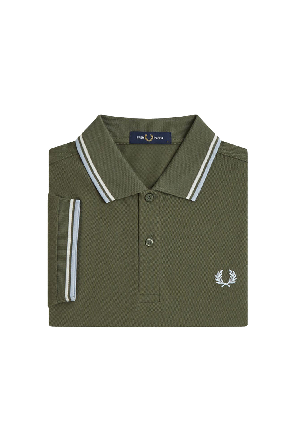 Fred Perry Twin Tipped Polo Laurel Wreath Green/Ecru/Dusky Blue