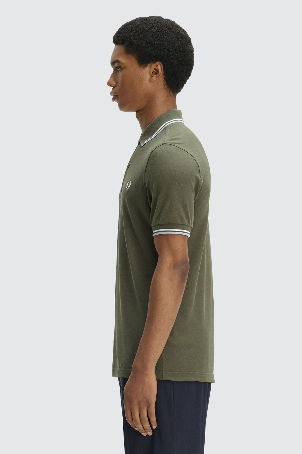 Fred Perry Twin Tipped Polo Laurel Wreath Green/Ecru/Dusky Blue