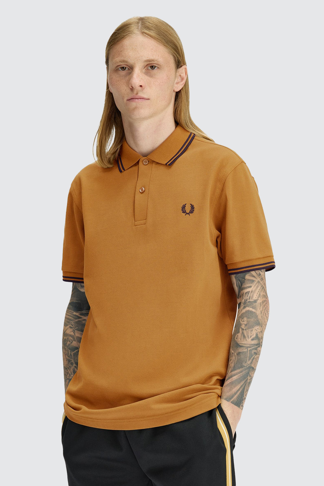 Fred Perry Twin Tipped Polo Dark Caramel/Navy
