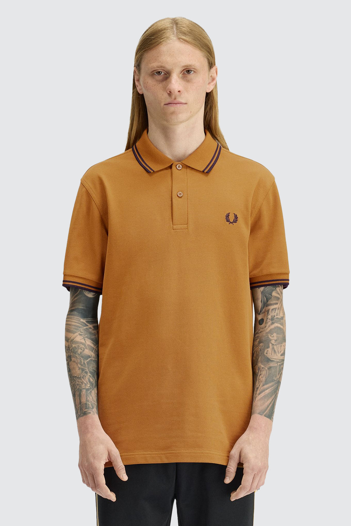 Fred Perry Twin Tipped Polo Dark Caramel/Navy
