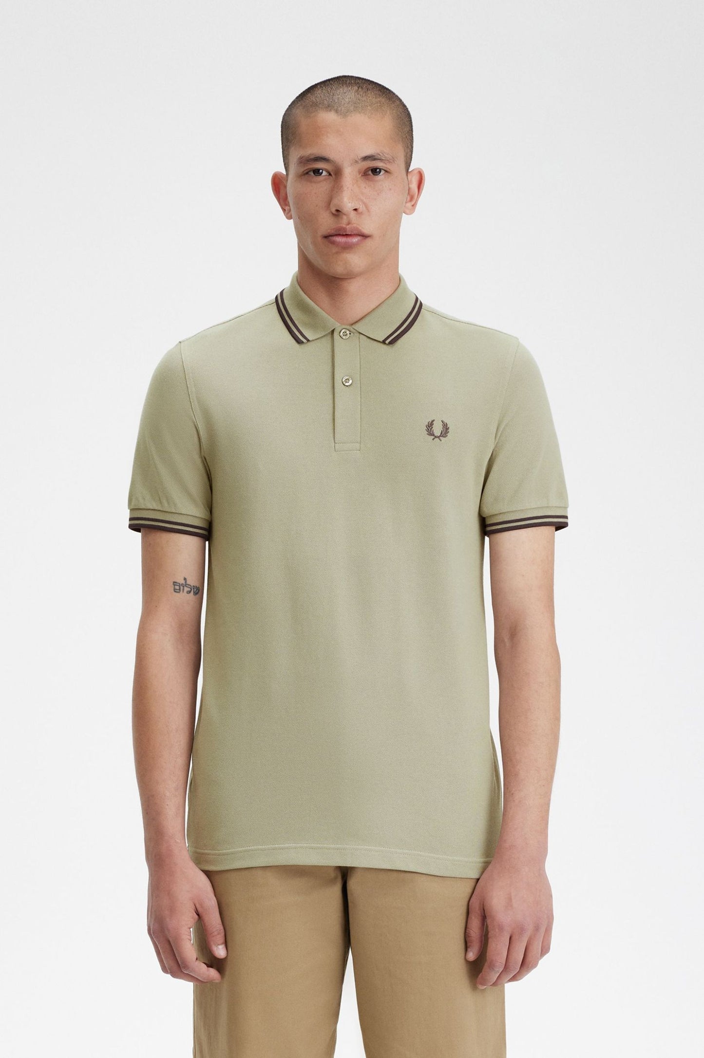 Fred Perry Twin Tipped Polo Shirt Warm Grey/Brick