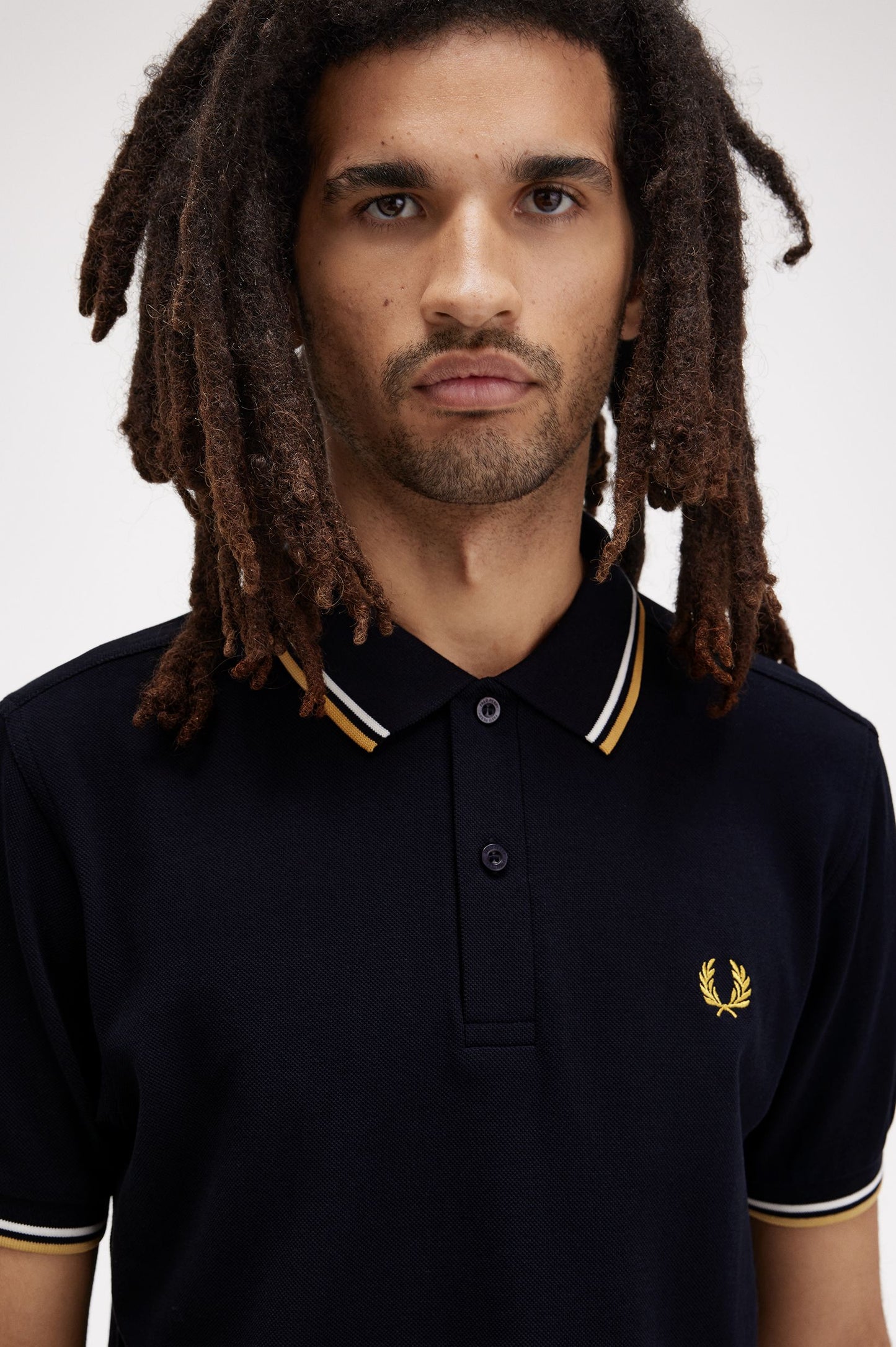 Fred Perry Twin Tipped Polo Shirt Navy/Ecru/Honey