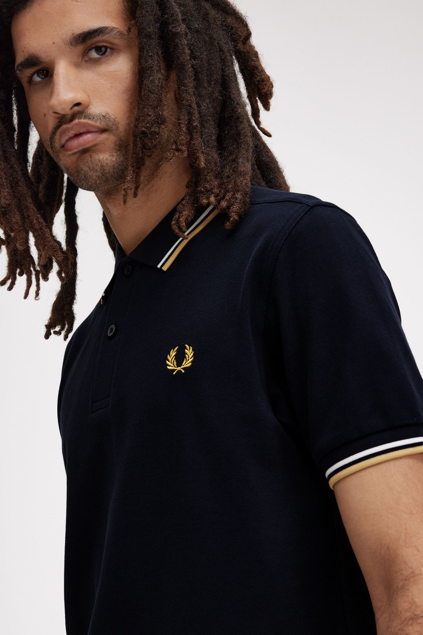 Fred Perry Twin Tipped Polo Shirt Navy/Ecru/Honey