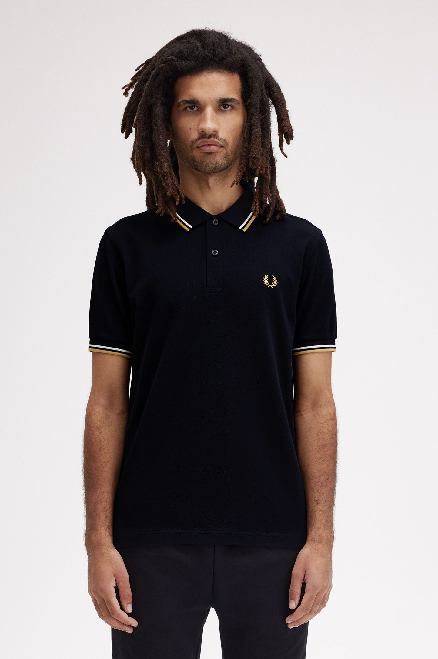 Fred Perry Twin Tipped Polo Shirt Navy/Ecru/Honey