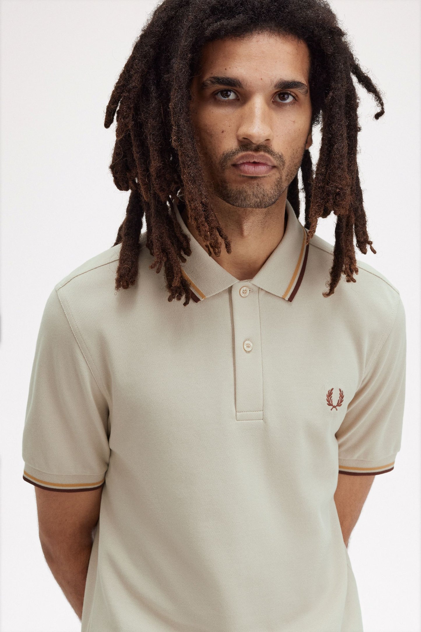 Fred Perry Twin Tipped Polo Shirt Oatmeal/Brn