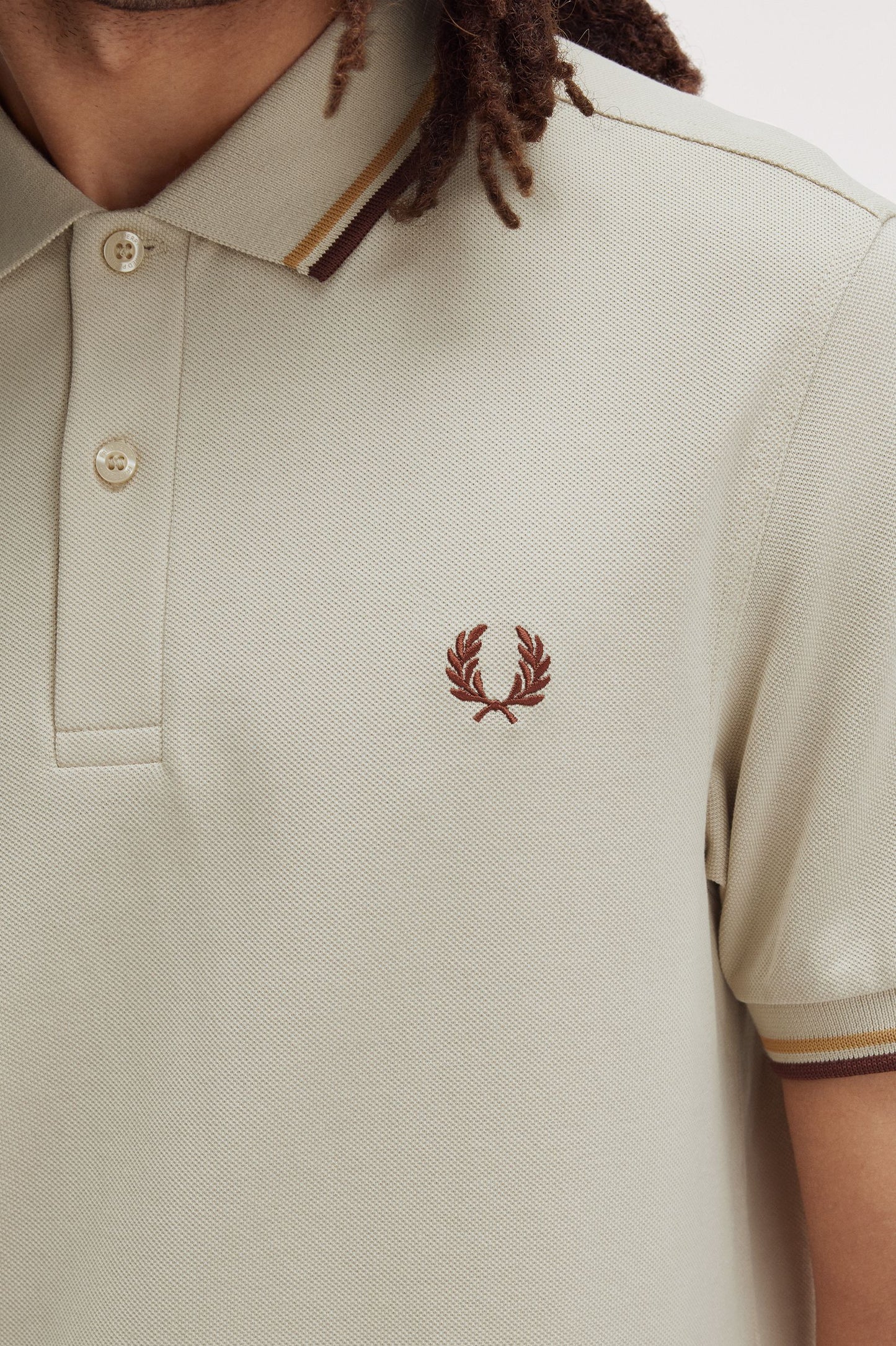 Fred Perry Twin Tipped Polo Shirt Oatmeal/Brn