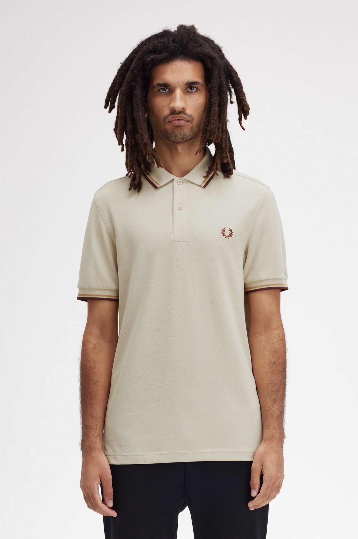 Fred Perry Twin Tipped Polo Shirt Oatmeal/Brn