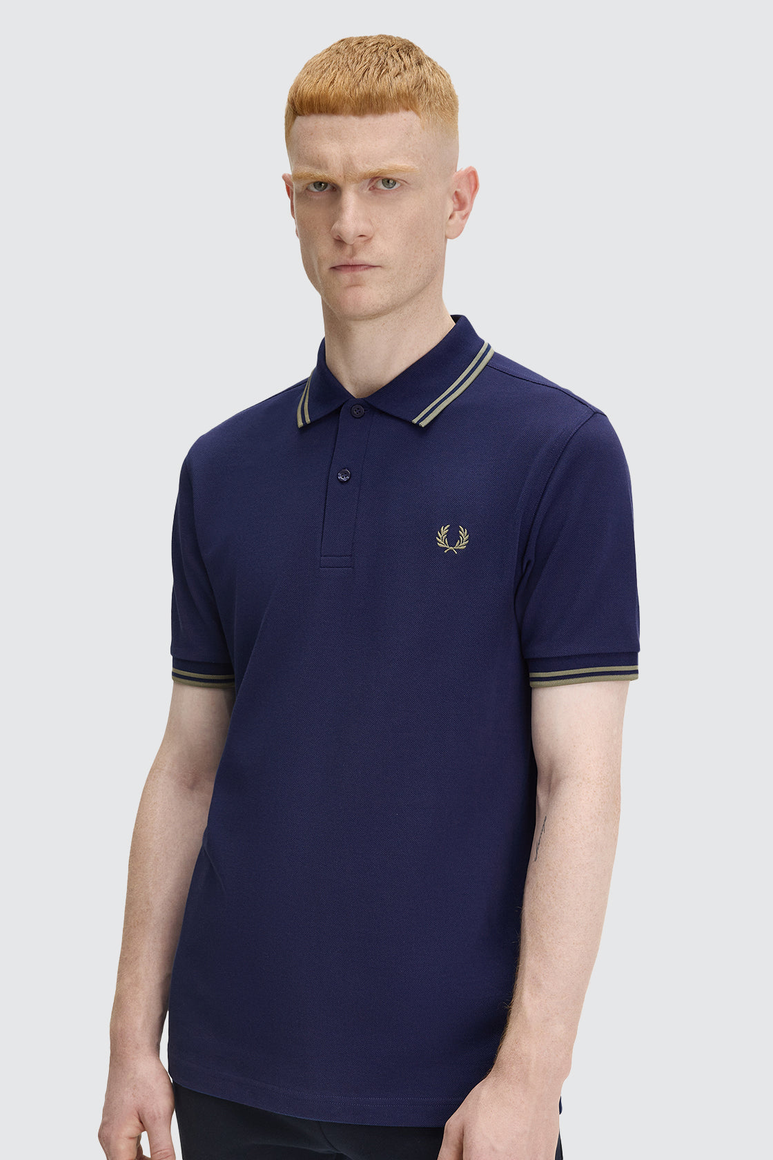 Fred Perry Twin Tipped Polo Navy & Olive