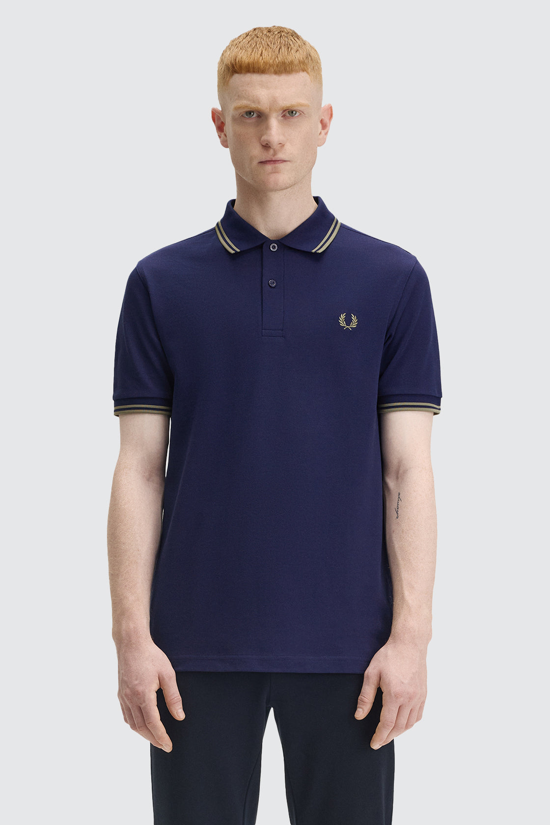 Fred Perry Twin Tipped Polo Navy & Olive