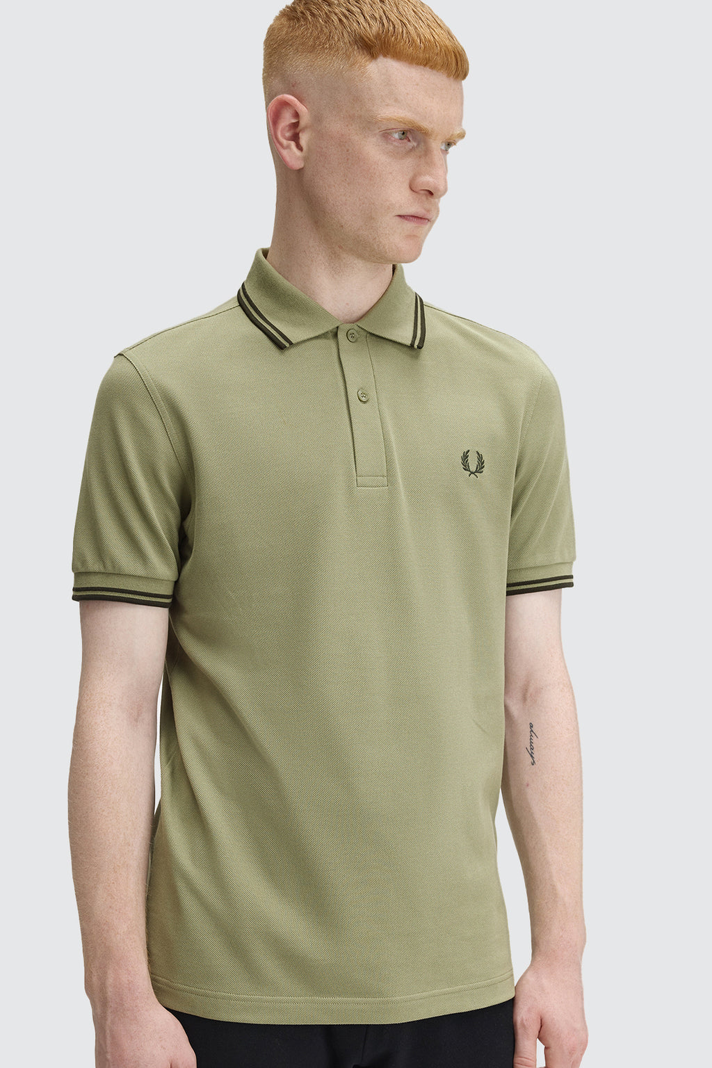 Fred Perry Twin Tipped Polo Olive & Green