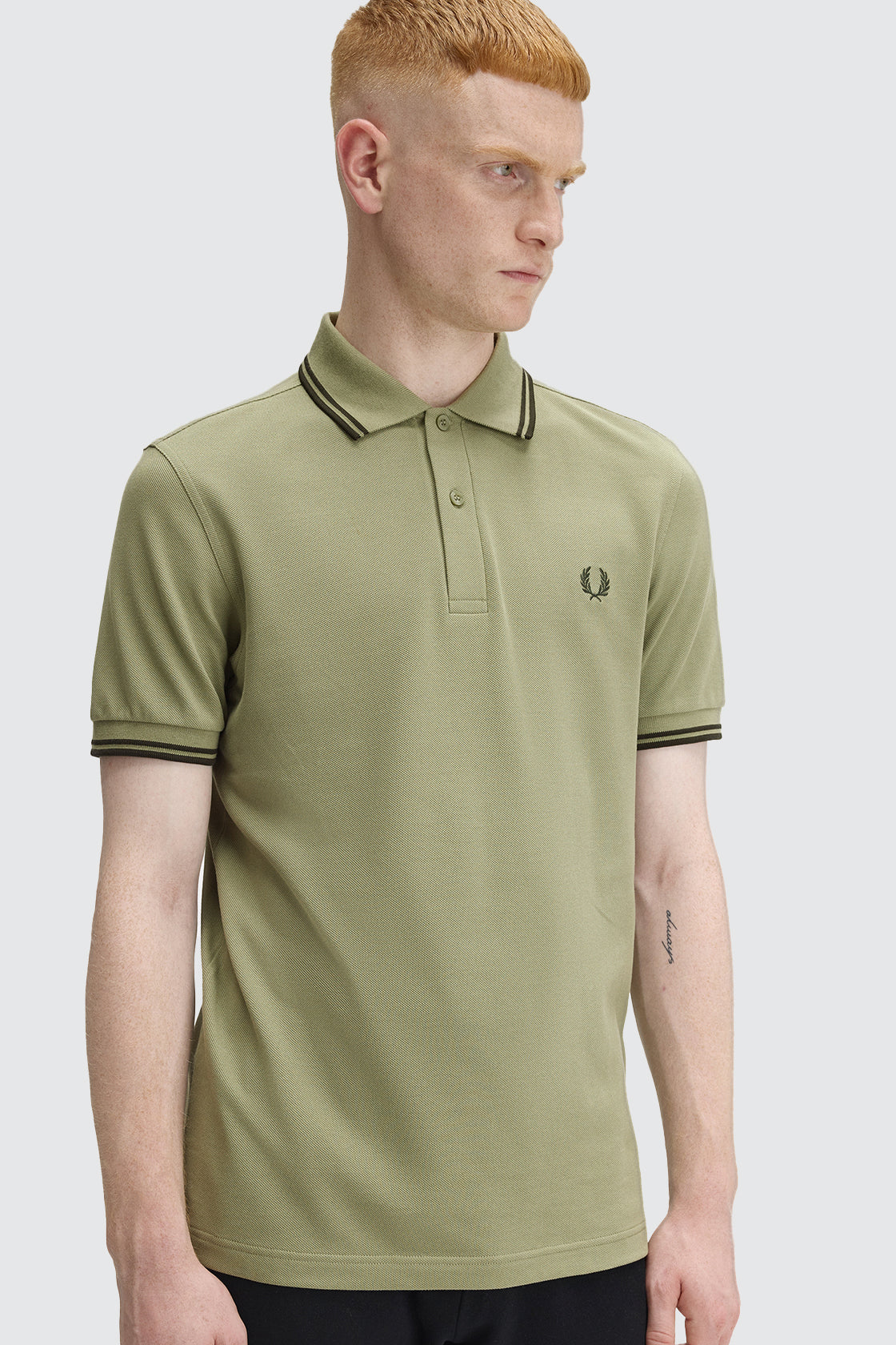 Fred Perry Twin Tipped Polo Olive & Green