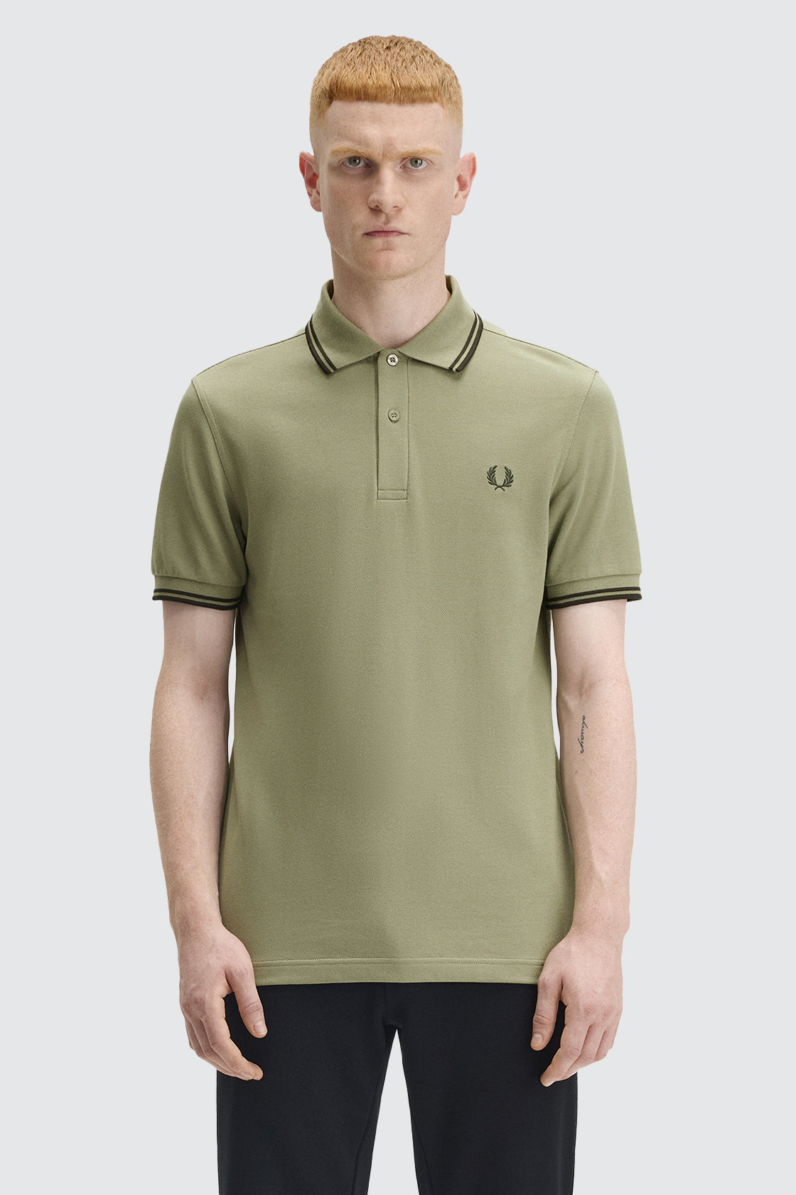 Fred Perry Twin Tipped Polo Olive & Green