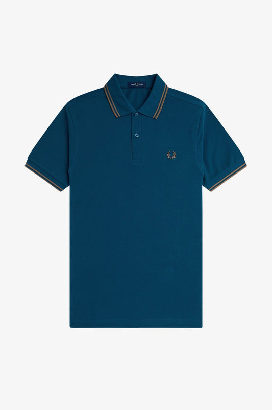 Fred Perry Twin Tipped Polo Dark Petrol/Shaded Stone