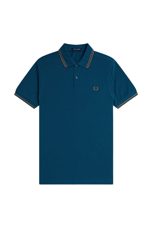 Fred Perry Twin Tipped Polo Dark Petrol/Shaded Stone