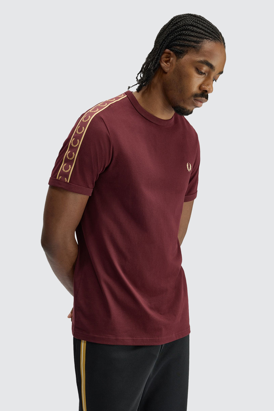 Fred Perry Contrast Tape Ringer Tee Oxblood/Champagne