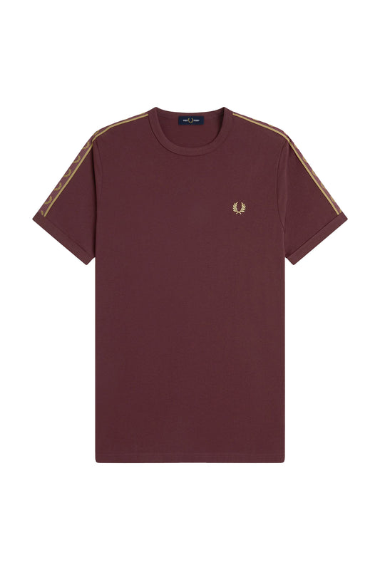 Fred Perry Contrast Tape Ringer Tee Oxblood/Champagne