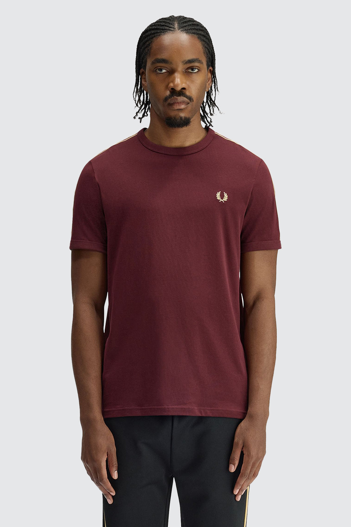 Fred Perry Contrast Tape Ringer Tee Oxblood/Champagne