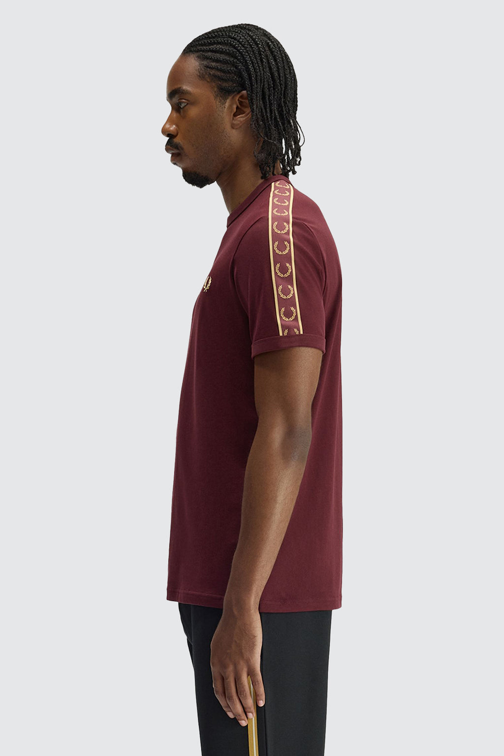 Fred Perry Contrast Tape Ringer Tee Oxblood/Champagne