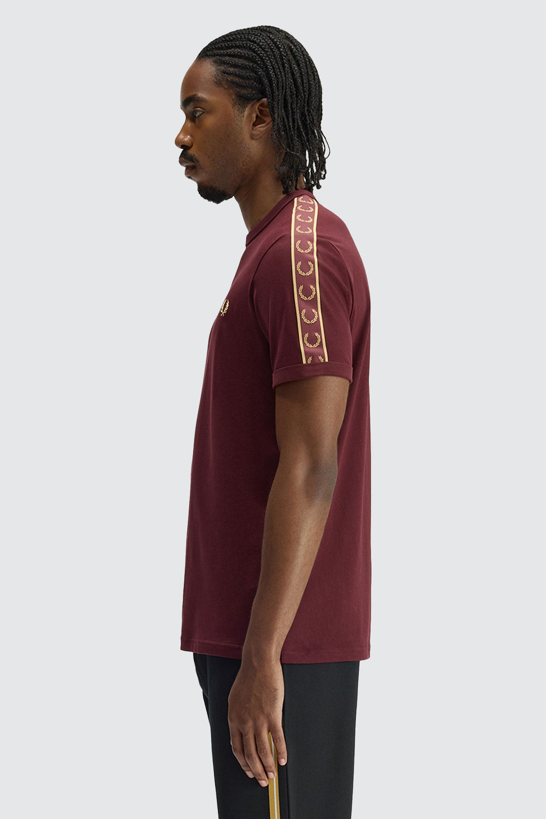 Fred Perry Contrast Tape Ringer Tee Oxblood/Champagne