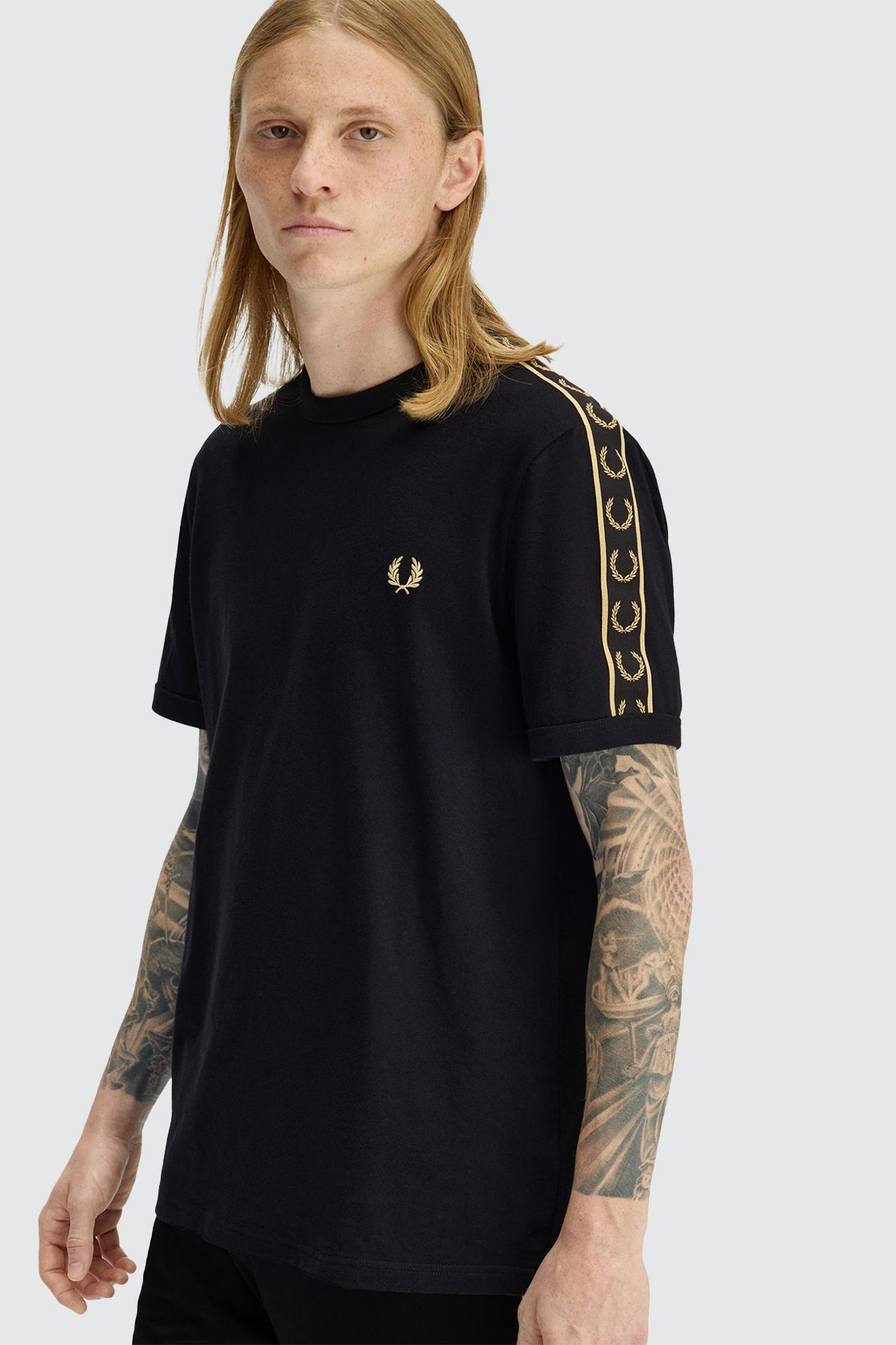 Fred Perry Contrast Tape Ringer Tee Black/Champagne