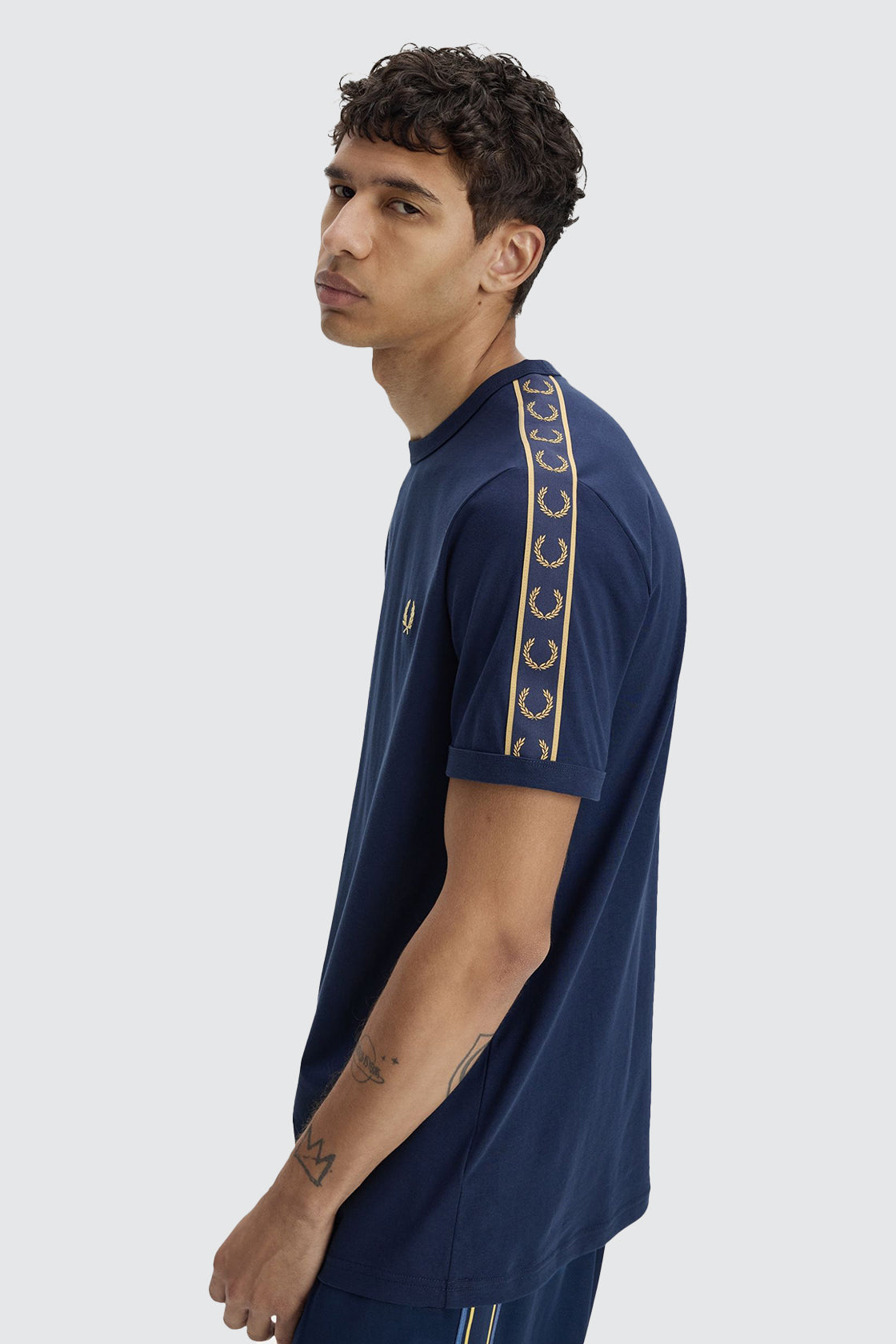 Fred Perry Contrast Tape Ringer Tee Tennis Blue/Champagne