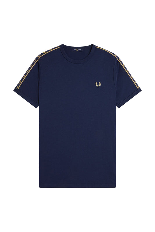 Fred Perry Contrast Tape Ringer Tee Tennis Blue/Champagne