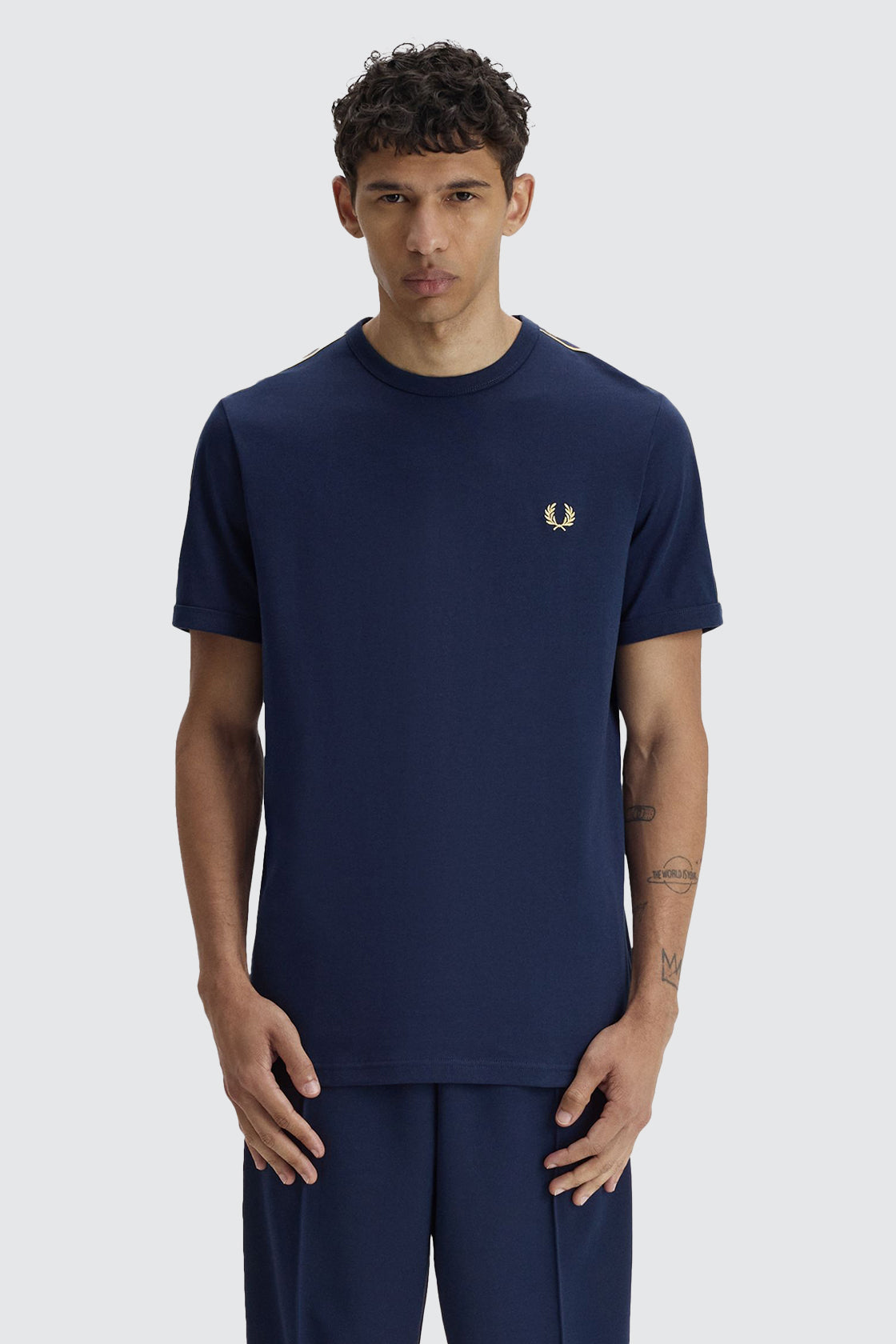 Fred Perry Contrast Tape Ringer Tee Tennis Blue/Champagne