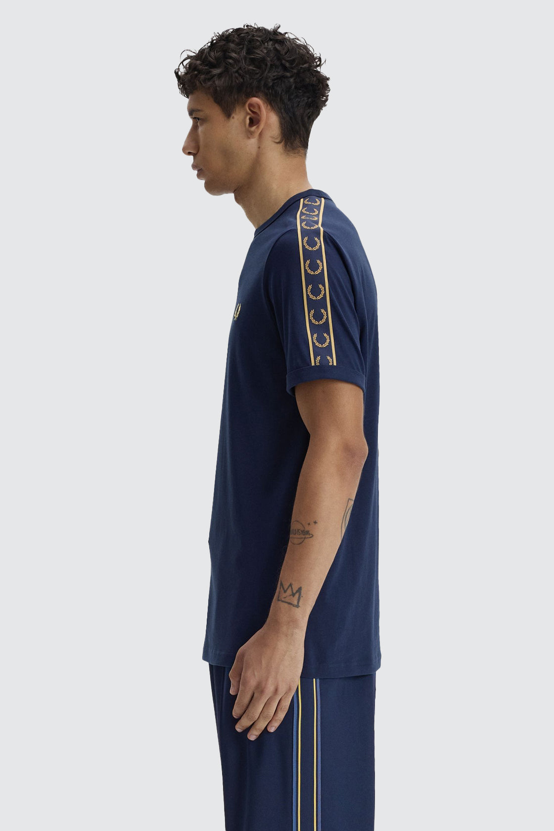 Fred Perry Contrast Tape Ringer Tee Tennis Blue/Champagne