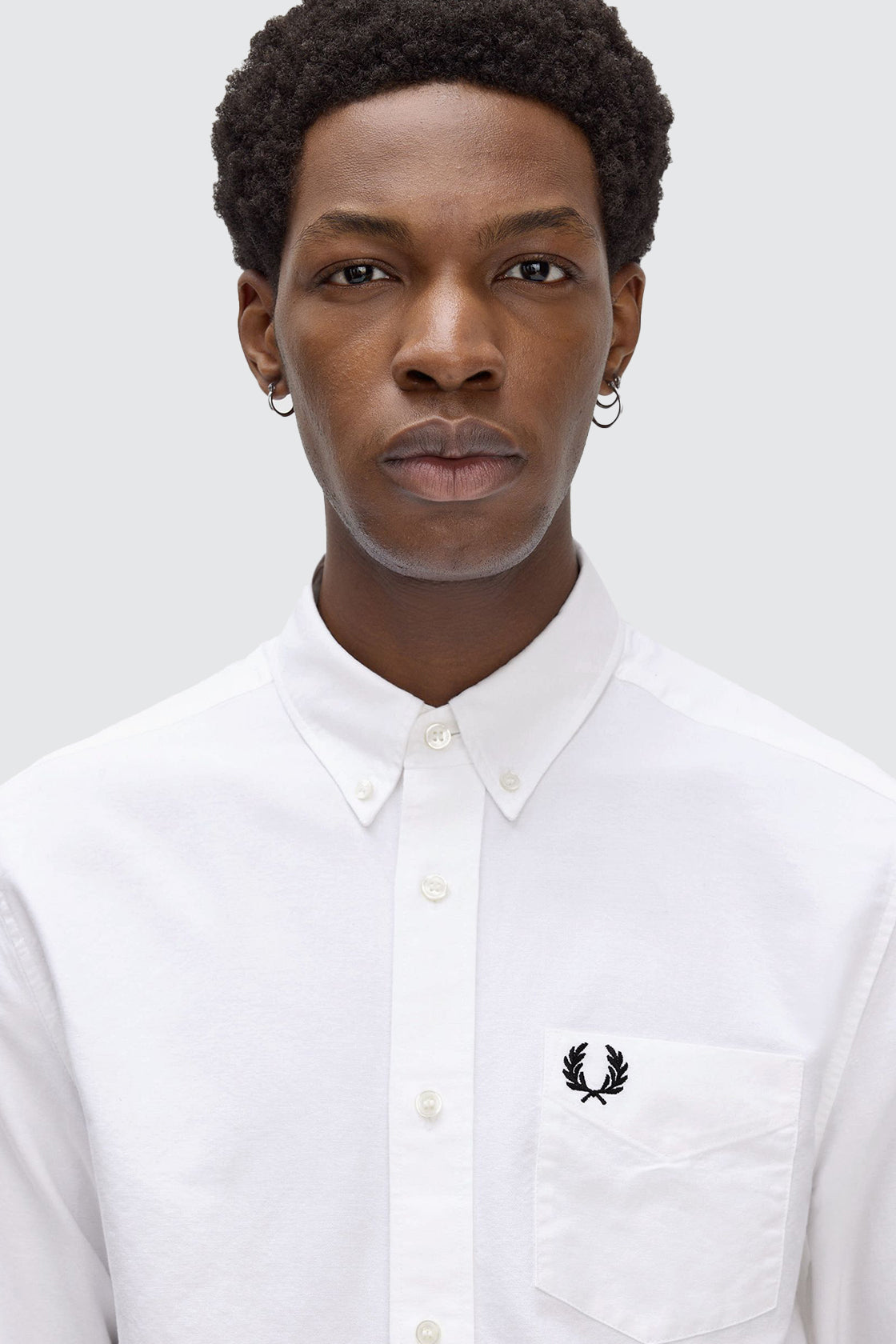 Fred Perry Oxford LS Shirt White