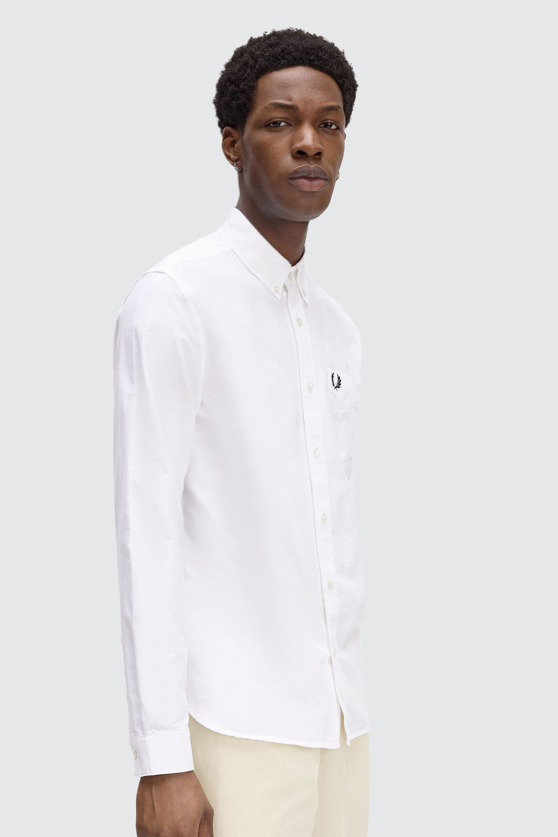 Fred Perry Oxford LS Shirt White