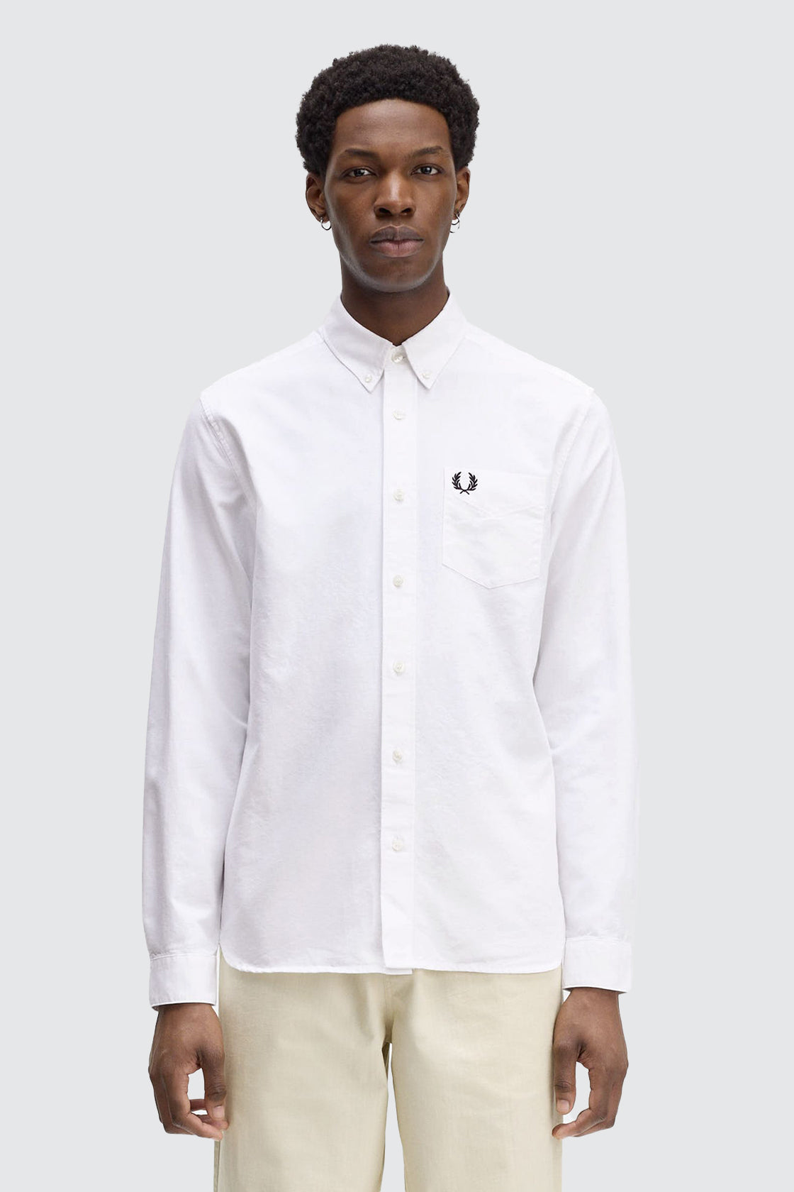 Fred Perry Oxford LS Shirt White