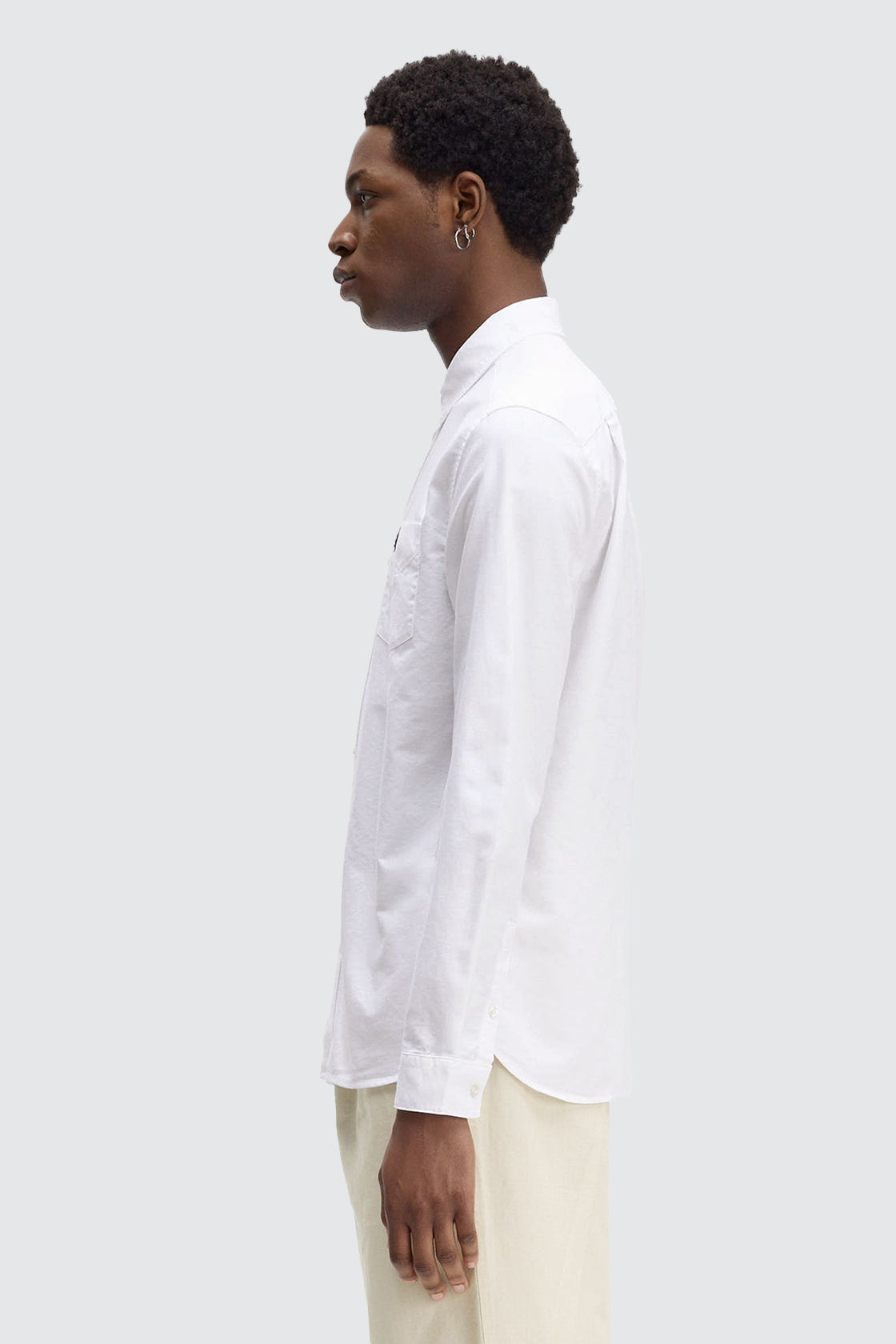 Fred Perry Oxford LS Shirt White