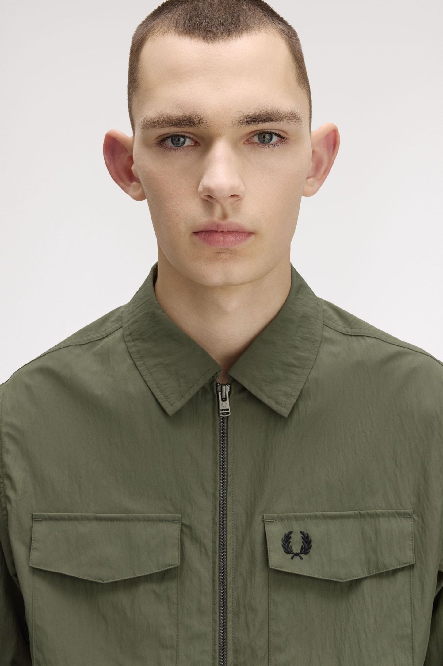 Fred Perry Zip Thru Overshirt Court Green