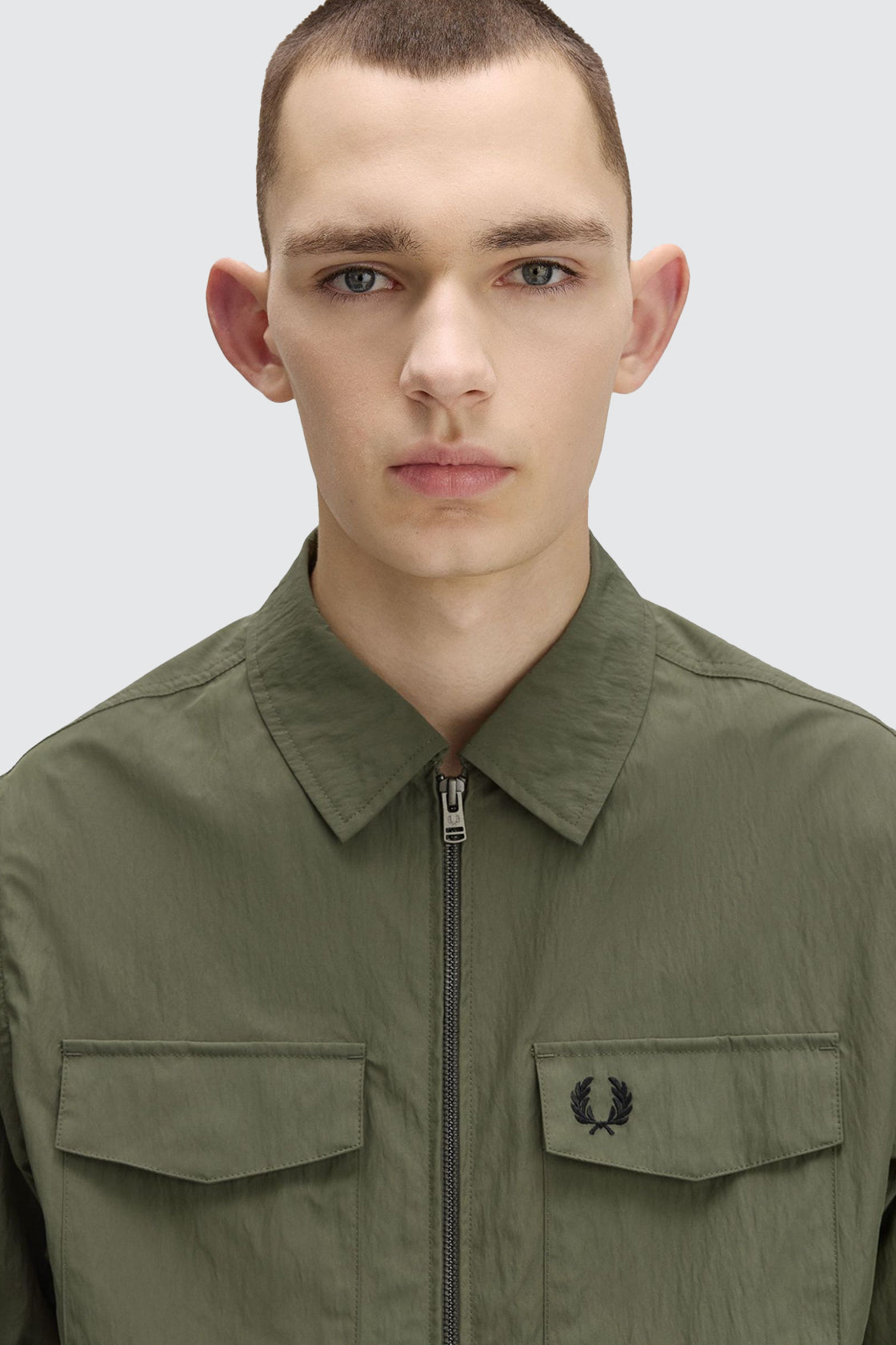Fred Perry Zip Thru Overshirt Court Green