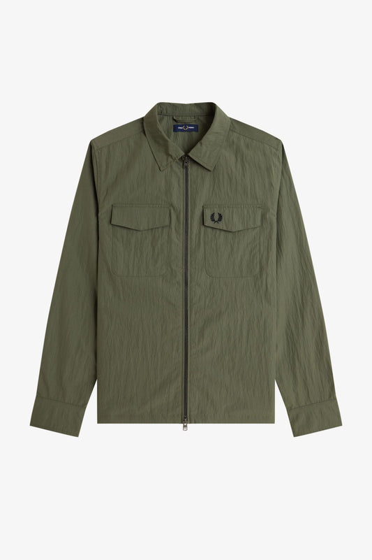 Fred Perry Zip Thru Overshirt Court Green