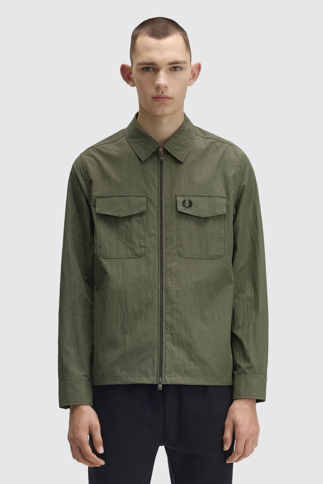 Fred Perry Zip Thru Overshirt Court Green