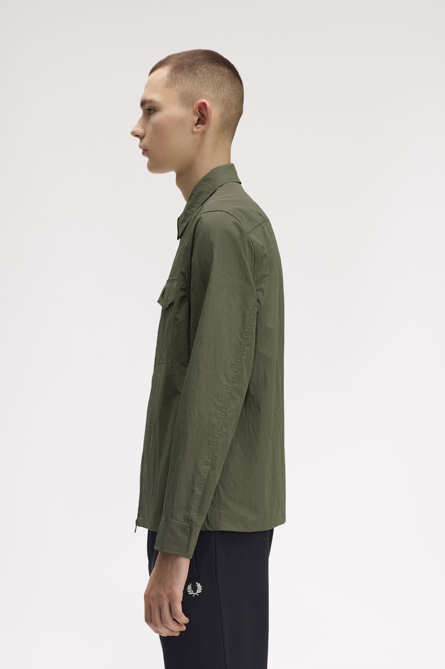 Fred Perry Zip Thru Overshirt Court Green
