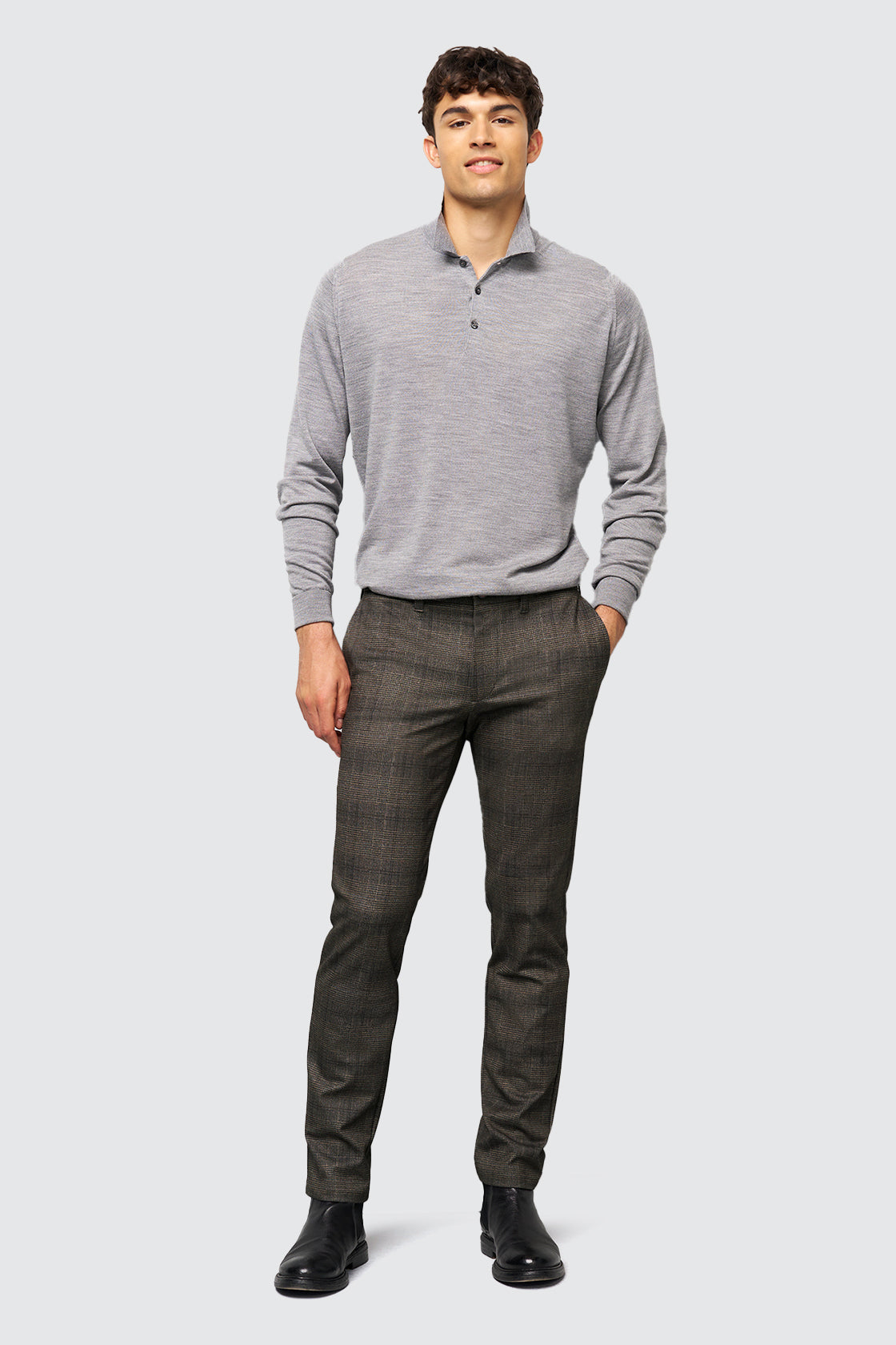 Meyer M5 POW Check Trouser Black/Beige
