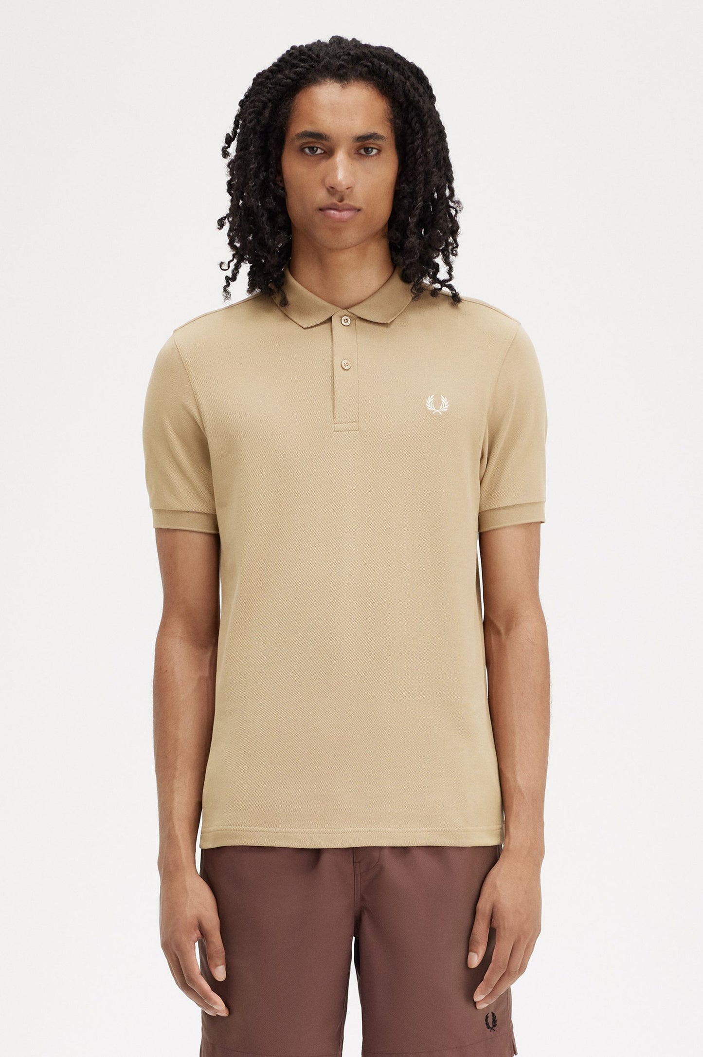 Fred Perry Plain Polo Shirt Stone/Oatmeal