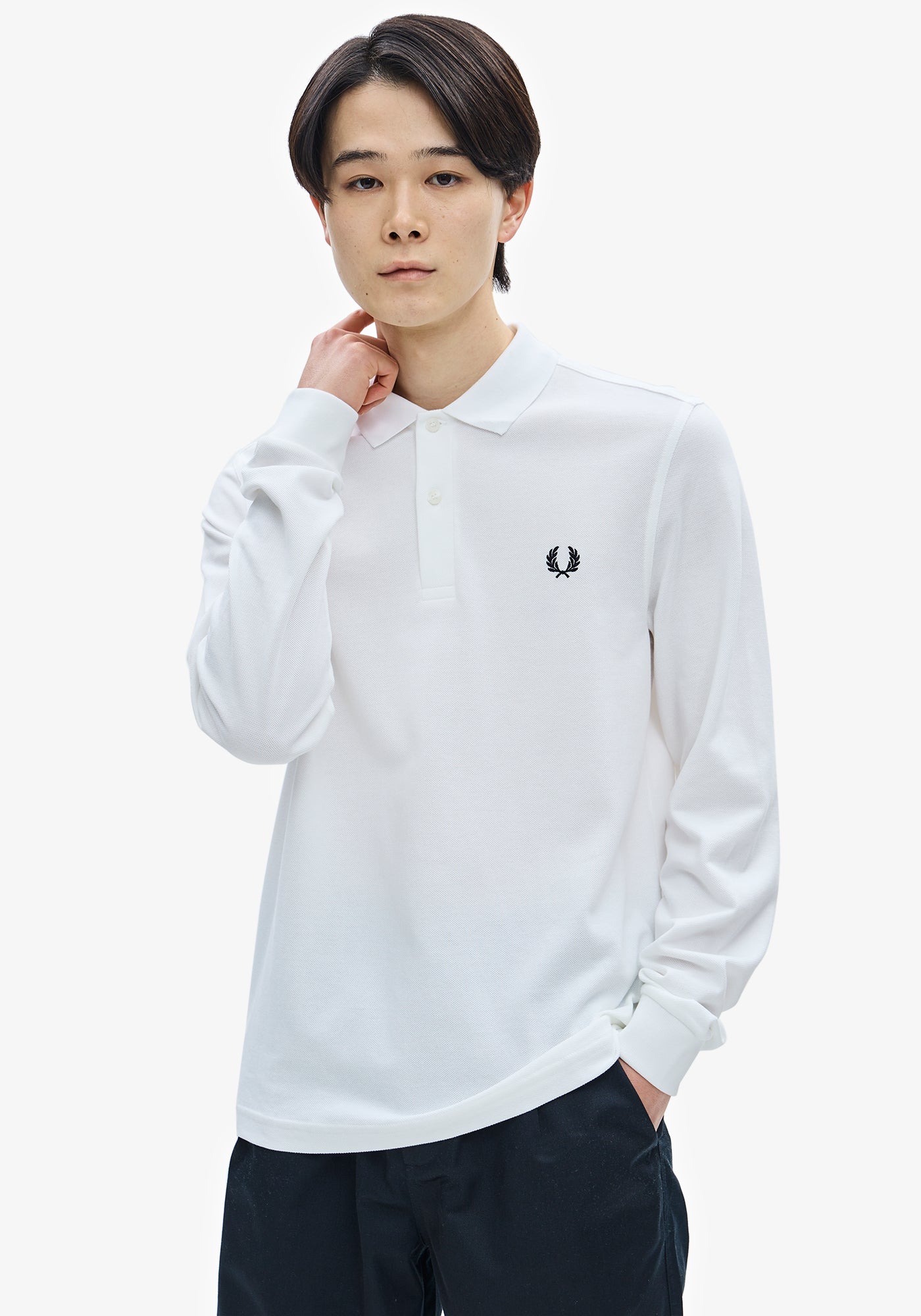 Fred Perry LS Plain Polo White