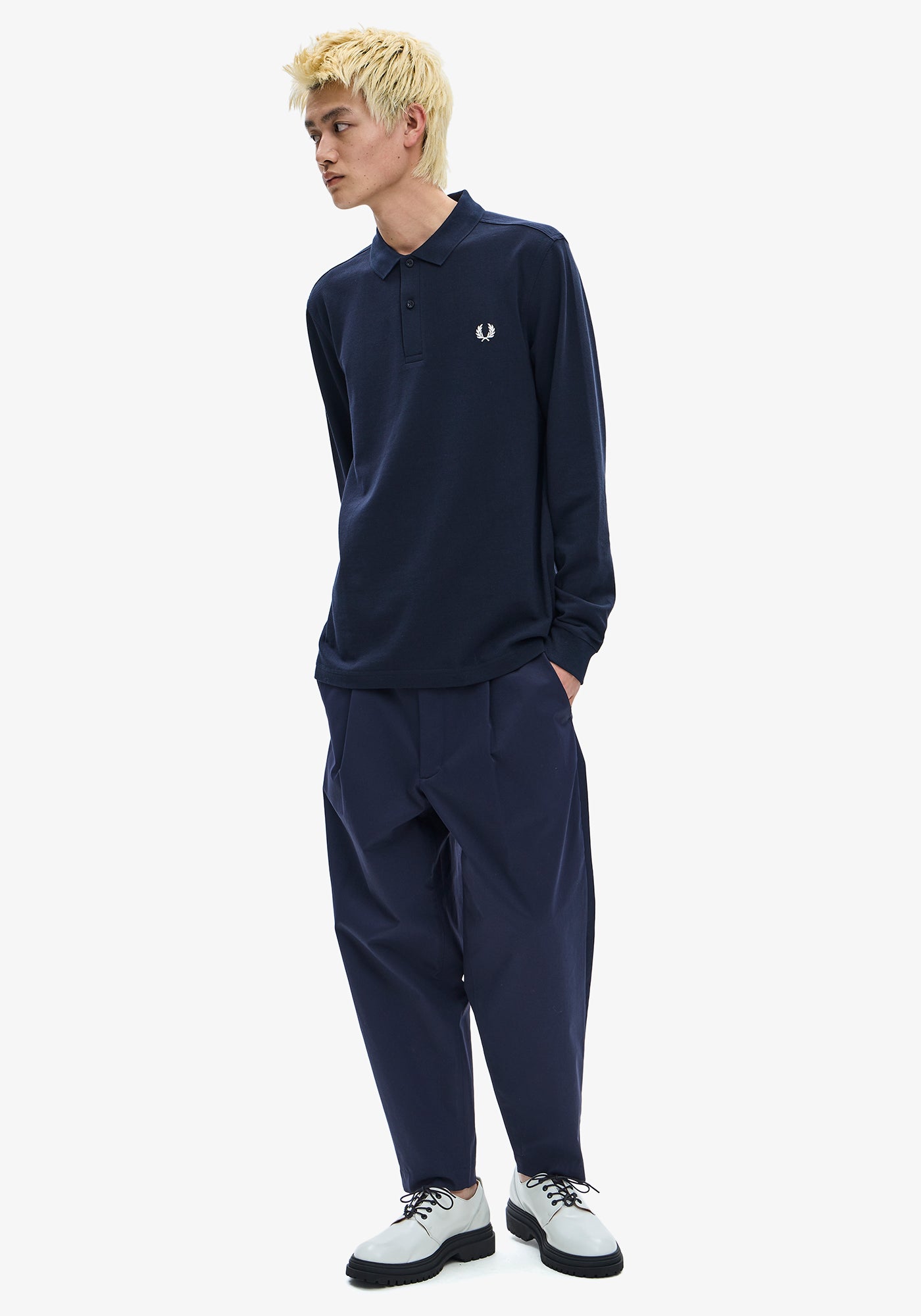 Fred Perry LS Plain Polo Navy